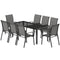 9 Pieces Patio Set with Stackable Chairs, Patio Dining Set with Glass Top for Garden, Patio, Backyard, Dark Grey
