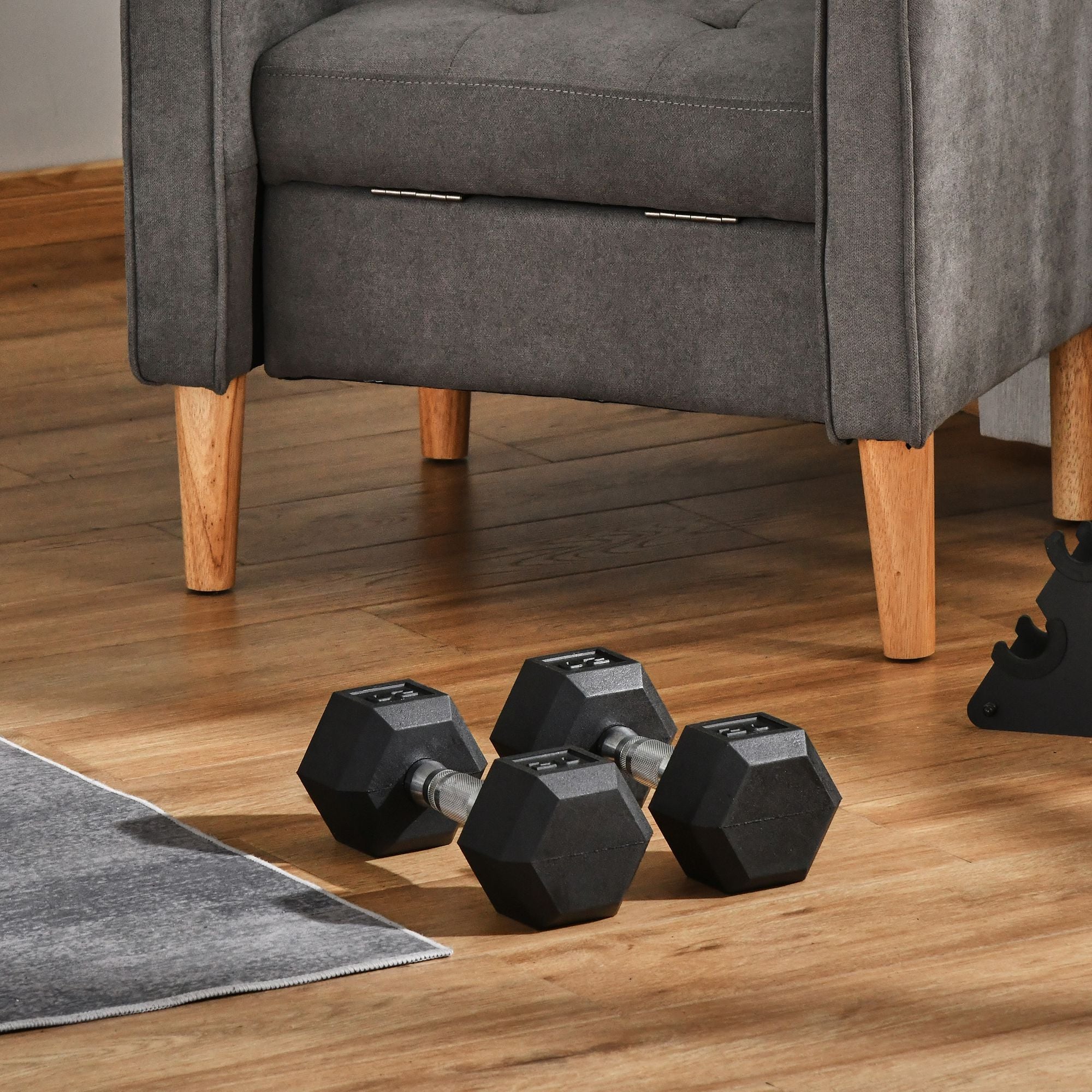 Soozier 40lbs Dumbbell Set: 2 x 20lbs Rubber Hand Weights for Home Gym Fitness Training, Black Finish 
