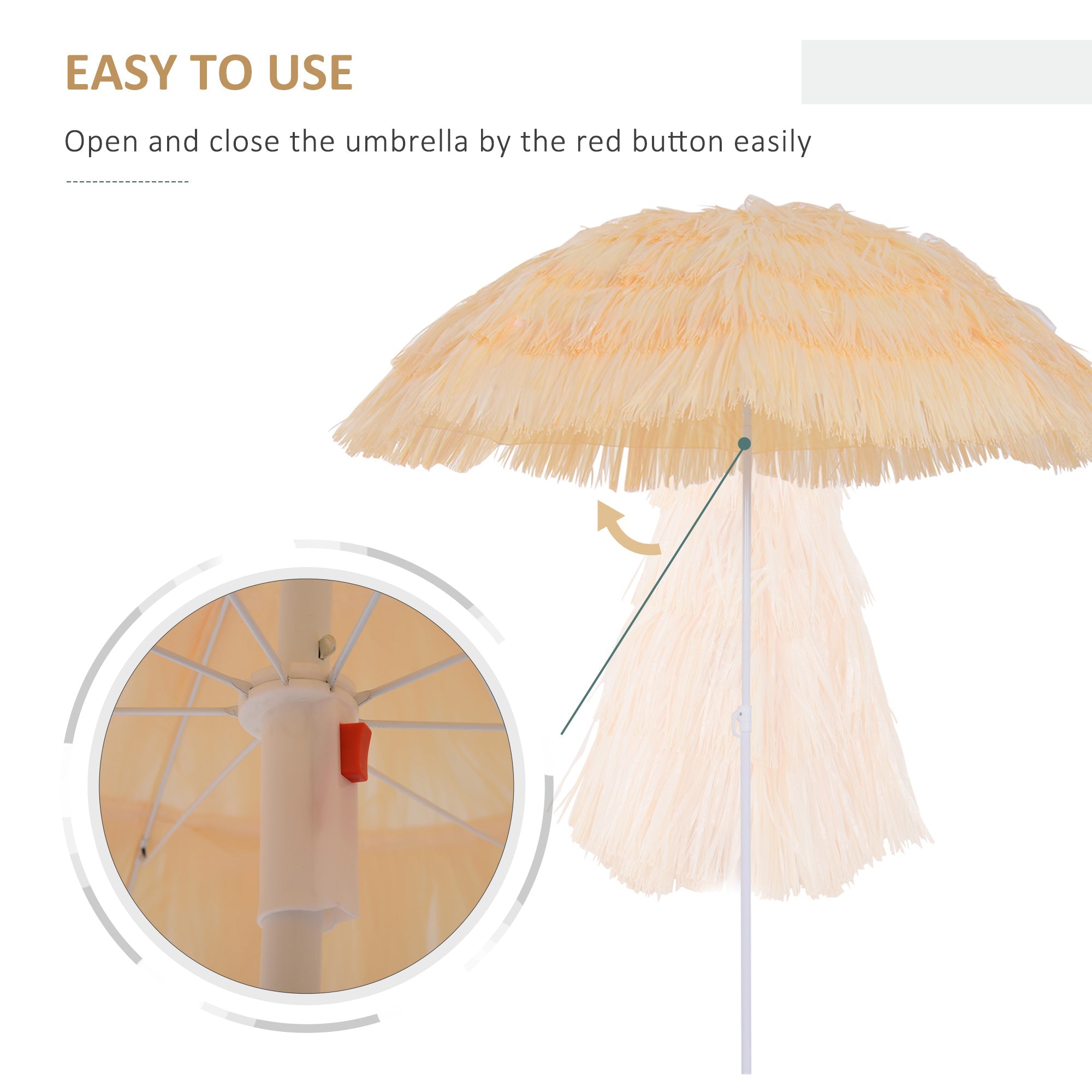 Outsunny 6FT Beach Umbrella with Tilt Sunshade Crank Outdoor Patio Market Yard Sun Shade Wheat 