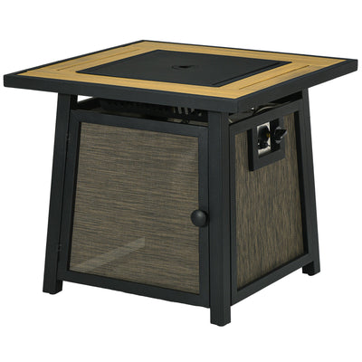 Outsunny 50,000 BTU Propane Fire Table, 28" Gas Firepit Table with Pulse Ignition, Lava Rocks, Rain Cover, Brown 