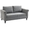 HOMCOM Stylish Loveseat with Curved Armrests Upholstered 2 Seater Sofa with Cushions Rubber Wood Legs Light Grey