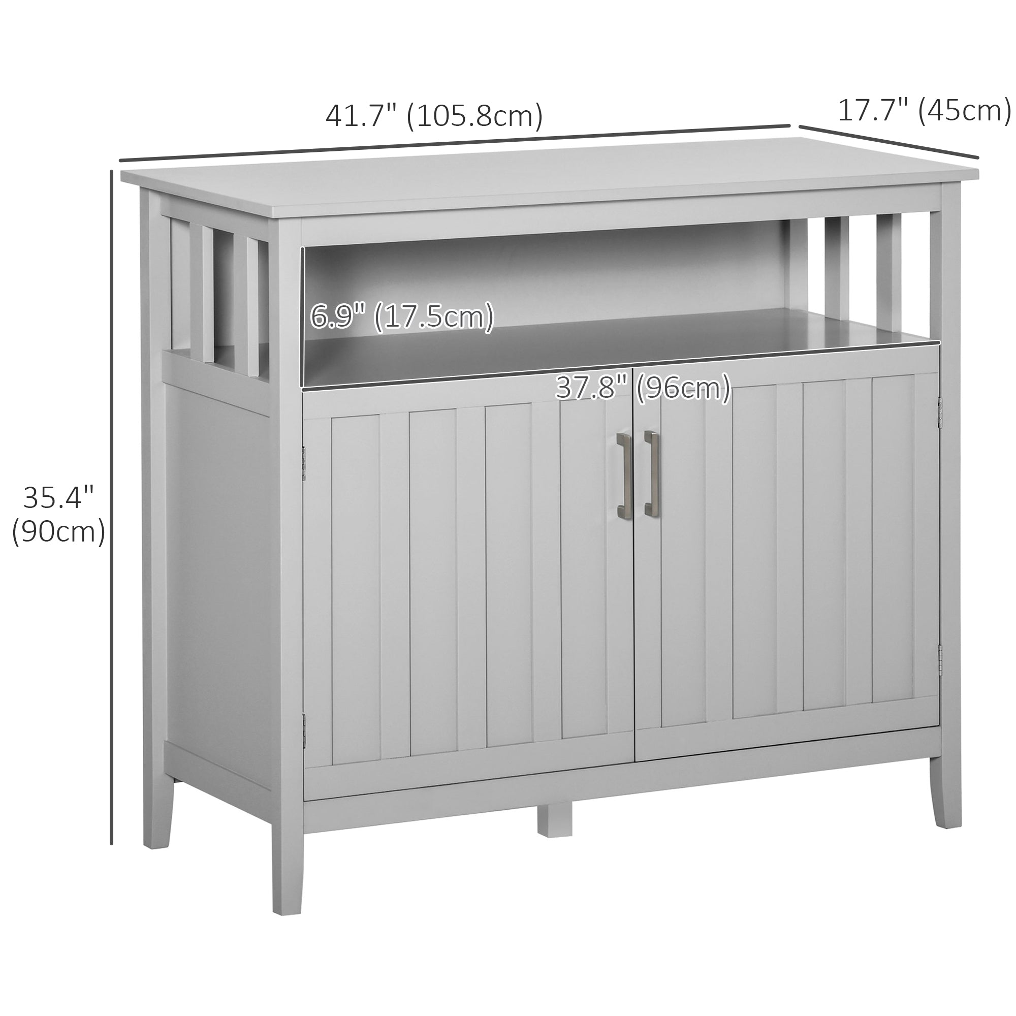 HOMCOM Grey Wall-Mounted Buffet Cabinet: Sideboard Bar Cabinet with Adjustable Shelves, 2 Doors for Kitchen, Dining Room, 41.75"W 