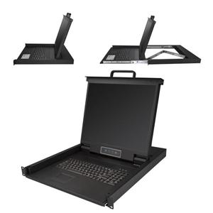 Rackmount KVM Console - 1U 19" LCD Monitor Single Port VGA KVM Server Rack Drawer includes Cables & Hardware - USB Support 