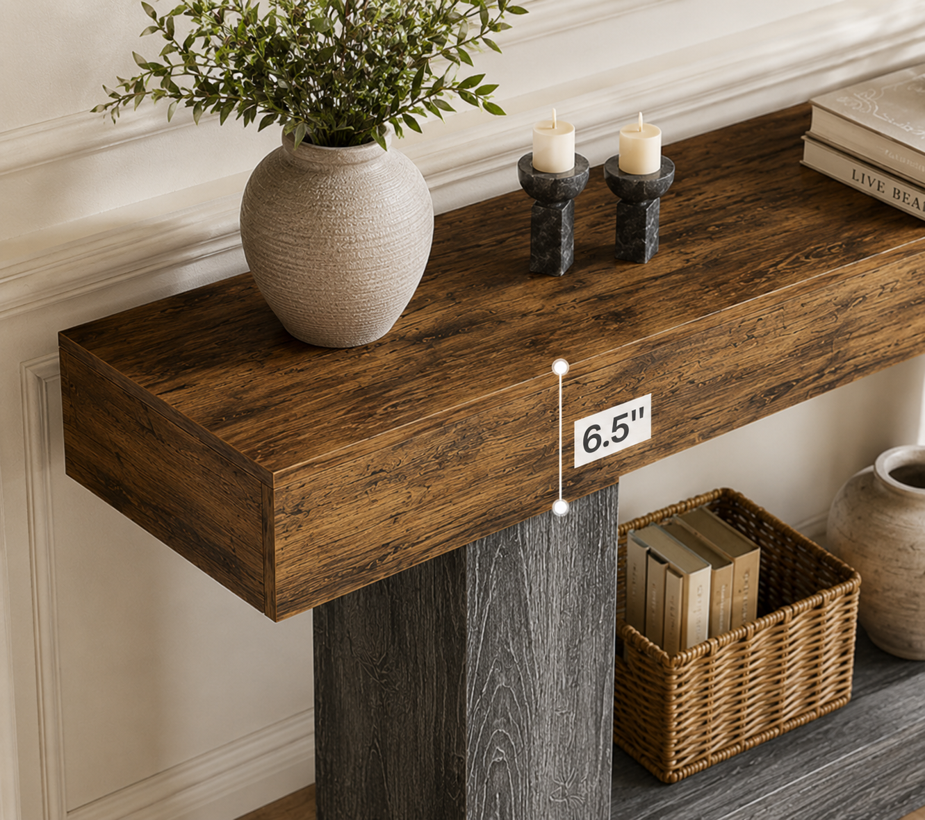 Rustic Farmhouse Console Table – 63” Entryway & Sofa Table