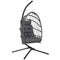 Hanging Egg Chair with Stand, Foldable Wicker Rattan Swing Chair with Thick Cushion, Dust Cover and Safety Rope, Grey