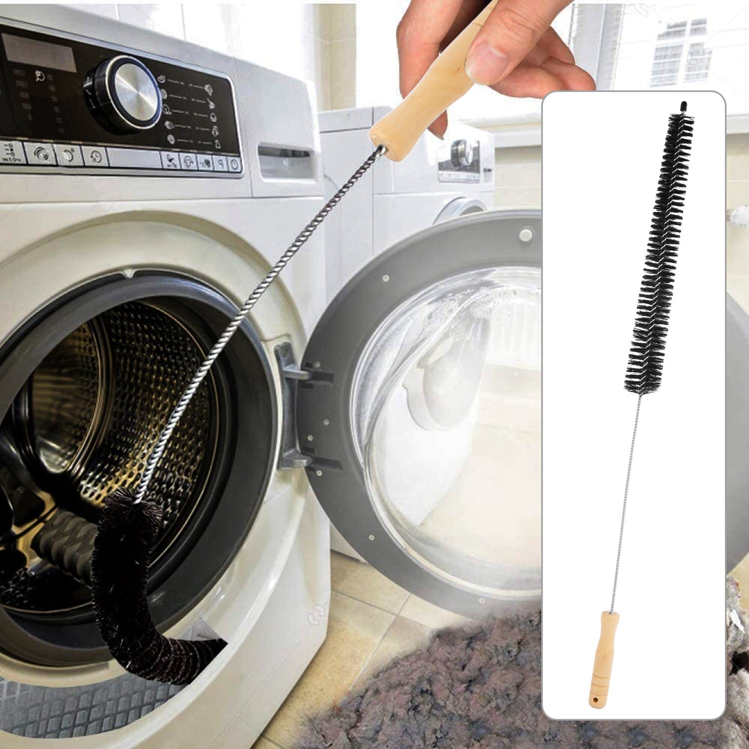 Dryer Vent Cleaner Kit Flexible Long Clothes Dryer Lint Brush Vent Trap Refrigerator Coil Cleaning Brush