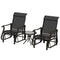 Outsunny 3PCs Gliding Rocking Chair & Bistro Tea Table Set, Black