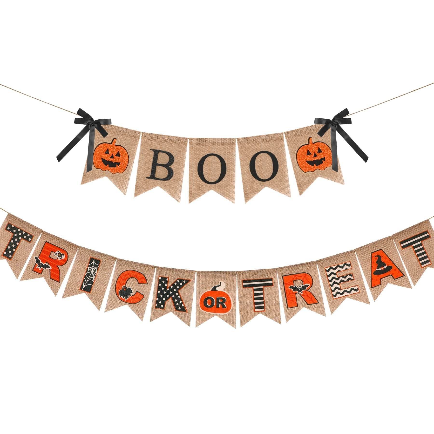 Halloween Burlap Banner Halloween Party Mantel Wall Hanging Supplies For Home Farmhouse Patio-Selling On Amazon Is Prohibited 