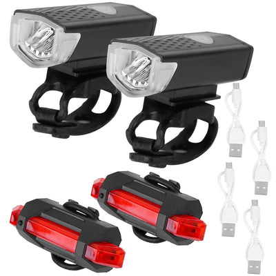 Bicycle Light Sets USB Rechargeable Bike Headlight Waterproof LED Bicycle Front Light Taillight 2 Kit 