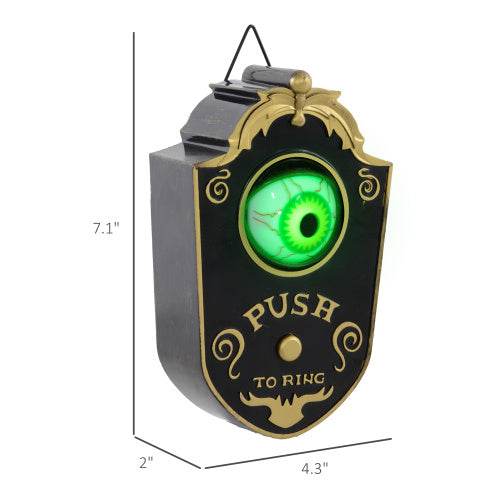 HOMCOM 7.1 Halloween Decoration, Animatronic Doorbell With Simulation Light-up Eyeball, Sound And Motion Activated Animated Prop W  Piercing Doorbell Sound 