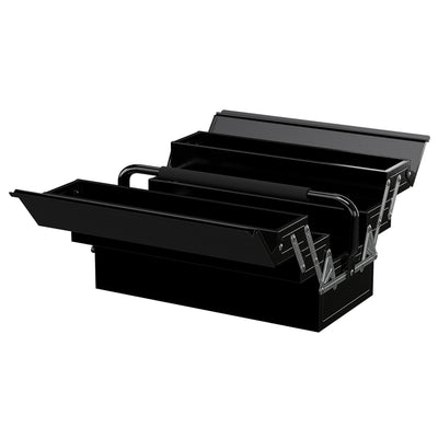 DURHAND 18" inches Metal Tool Box, Portable 5-Tray Cantilever Steel Tool Chest Cabinet, Black 