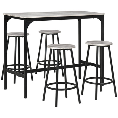 HOMCOM 5-Piece Counter-Height Dining Set: Table and 4 Chairs for Casual Gatherings 