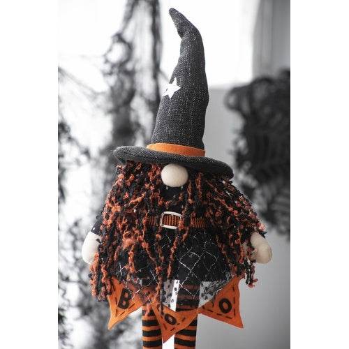 8.3x5x24 Fabric Standing Gnome W Orange Banner  Spring Body, For Halloween Decor 