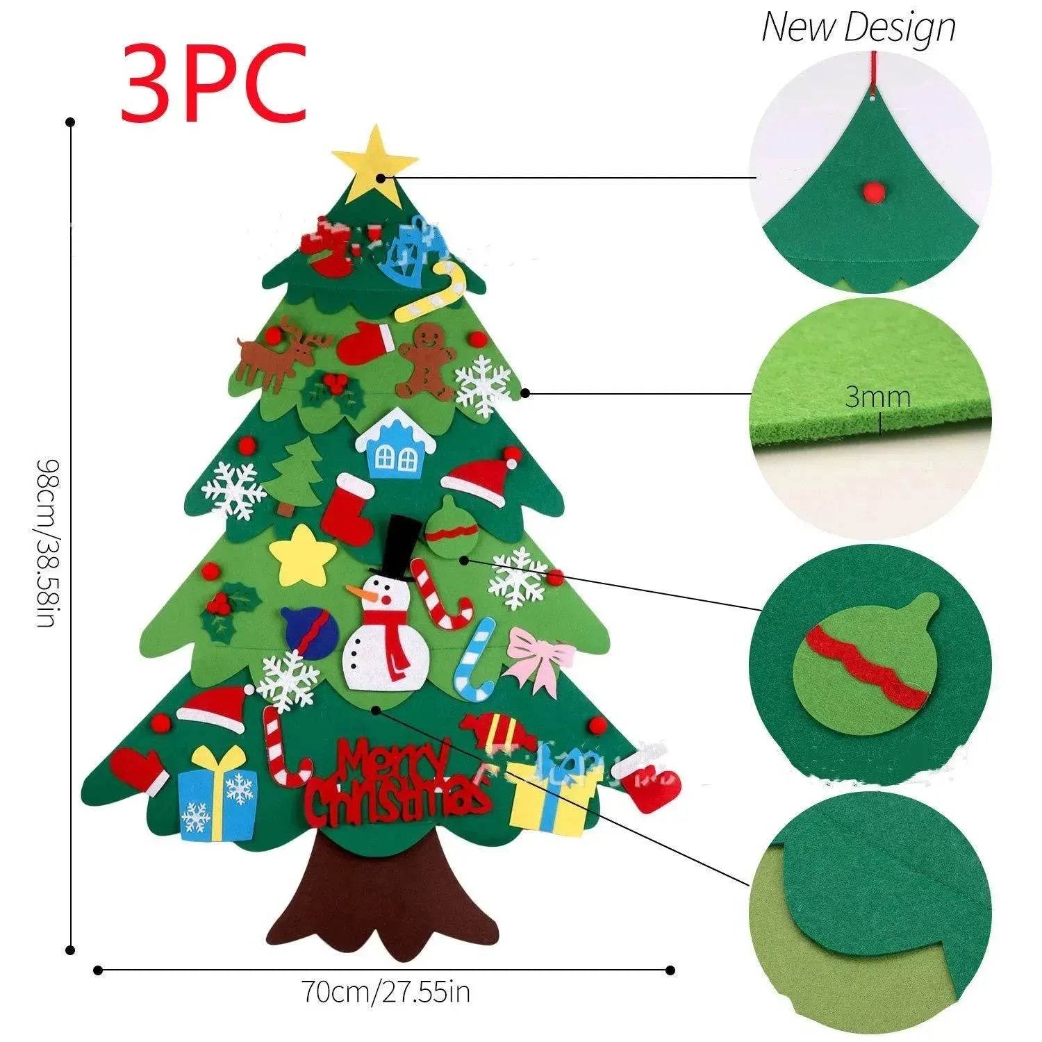 Children's DIY felt Christmas tree with lights 