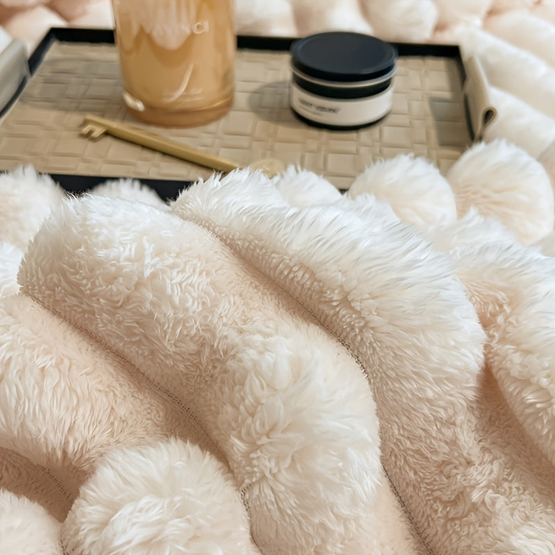 Soft Faux Rabbit Fur Luxurious Throw Blanket - Warm, Cozy 