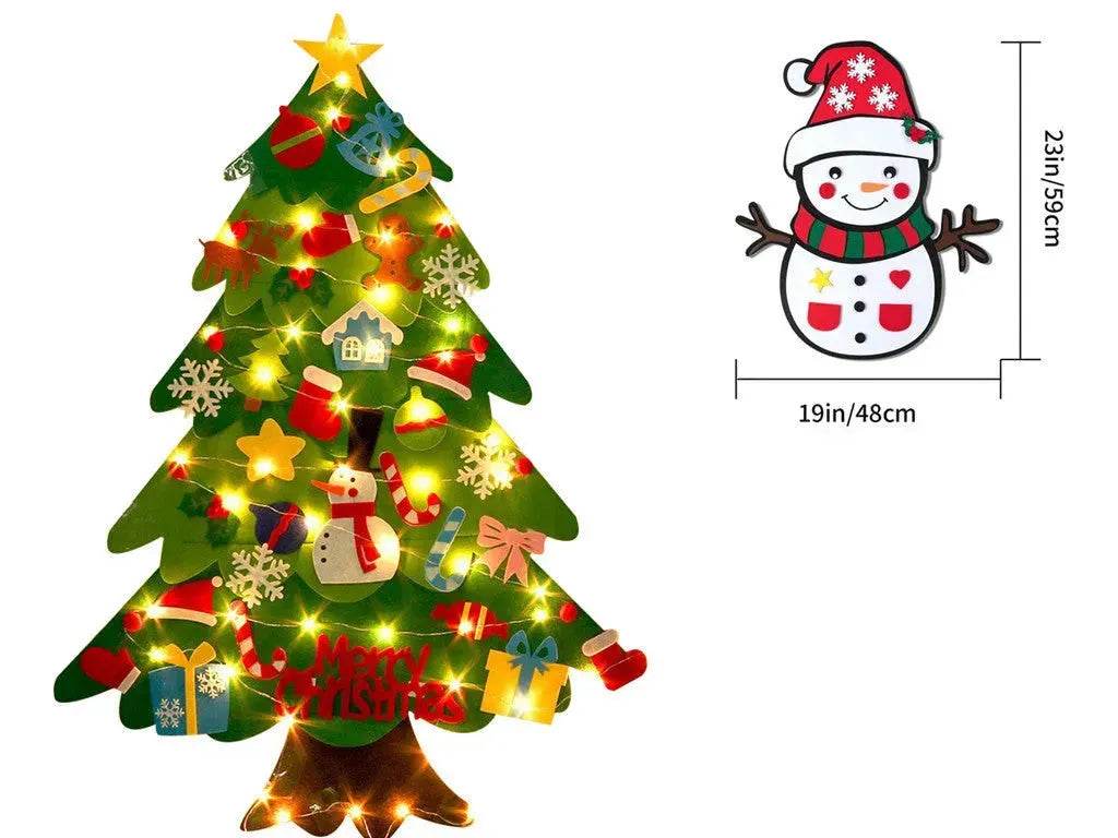 Children's DIY felt Christmas tree with lights 