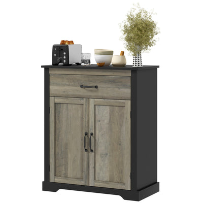 HOMCOM Sideboard Buffet Cabinet, Storage Cabinet with Drawer, Double Doors and Adjustable Shelf, Black 