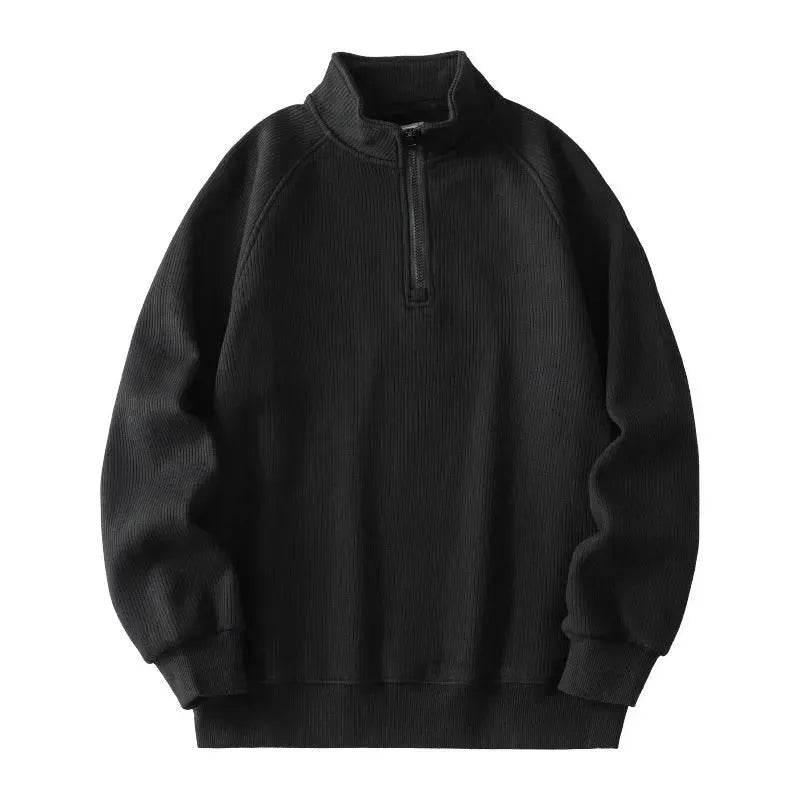 Autumn Winter half zip Stand-collar Fleece Sweatshirt Pullover tops for men 
