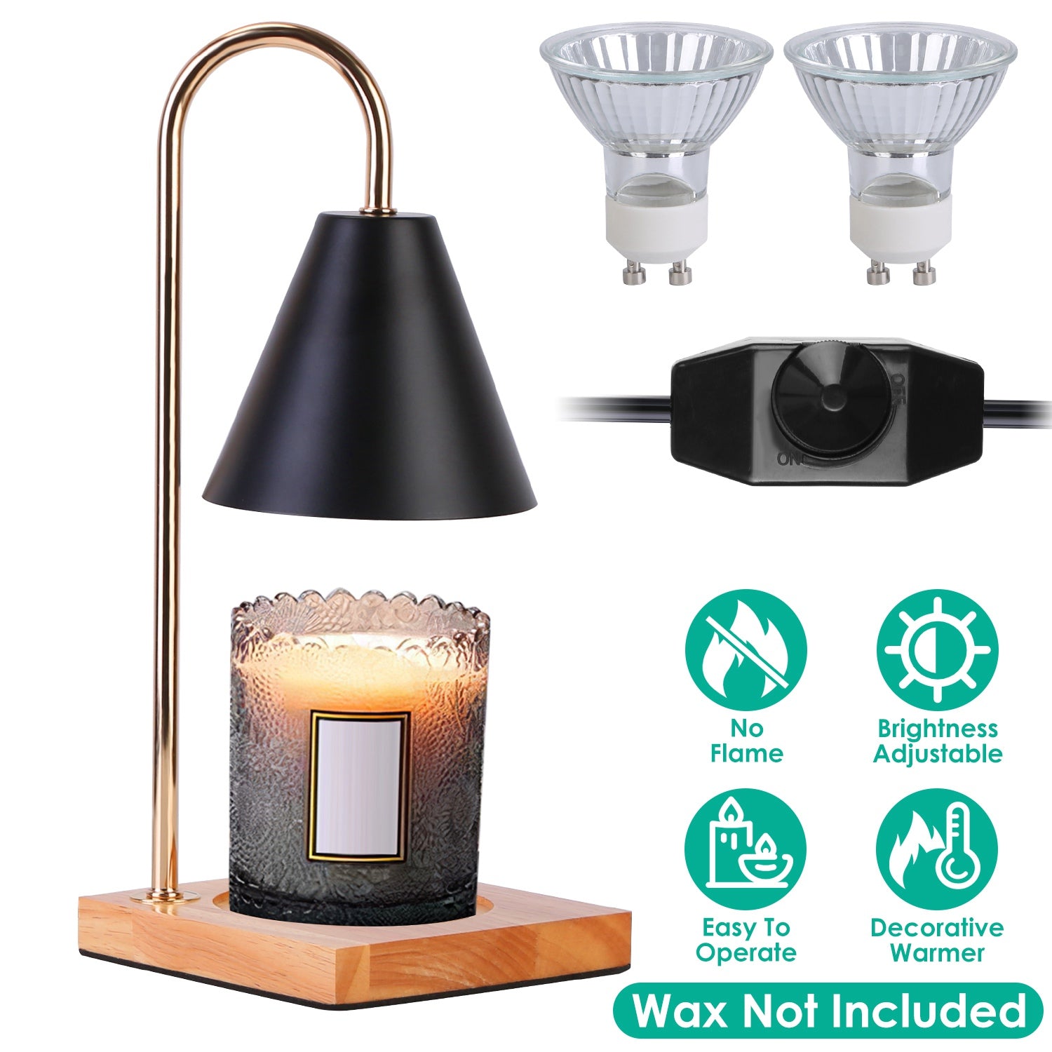 Electric Wax Melt Warmer Lamp Dimmable Fragrance Candle Melt Lantern Metal Iron Decorative Melter Light with 2 GU10 Bulbs