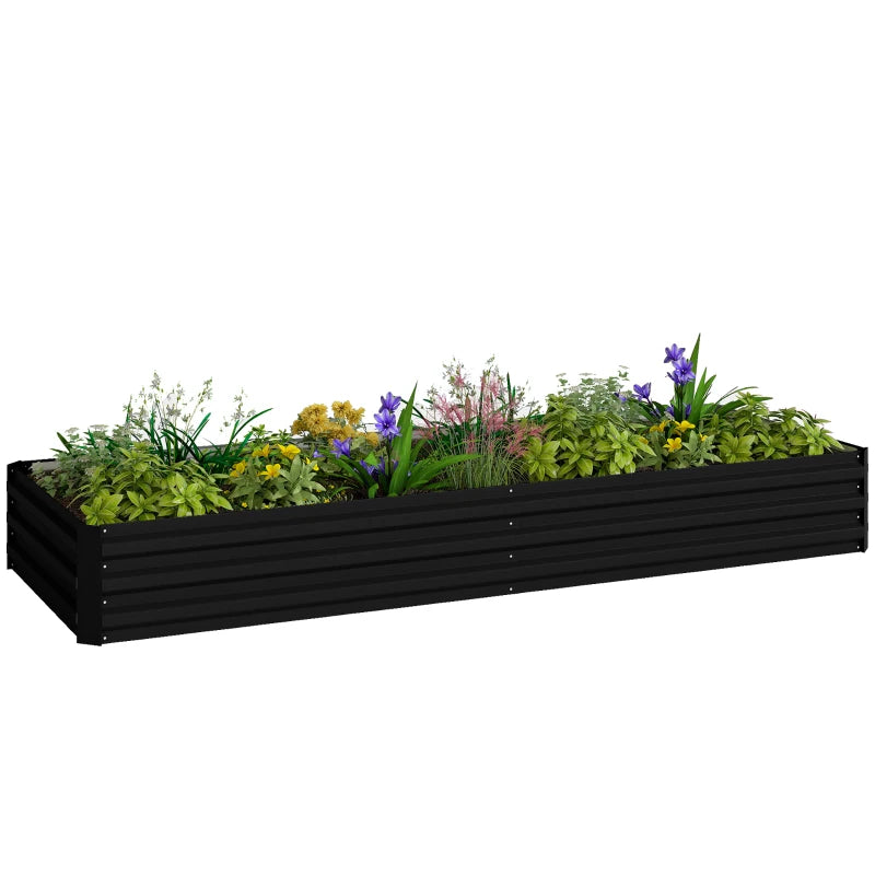 95" x 36" x 12" Galvanized Raised Garden Bed, Metal Elevated Planter Box for Growing Flowers, Herbs, Succulents, Black