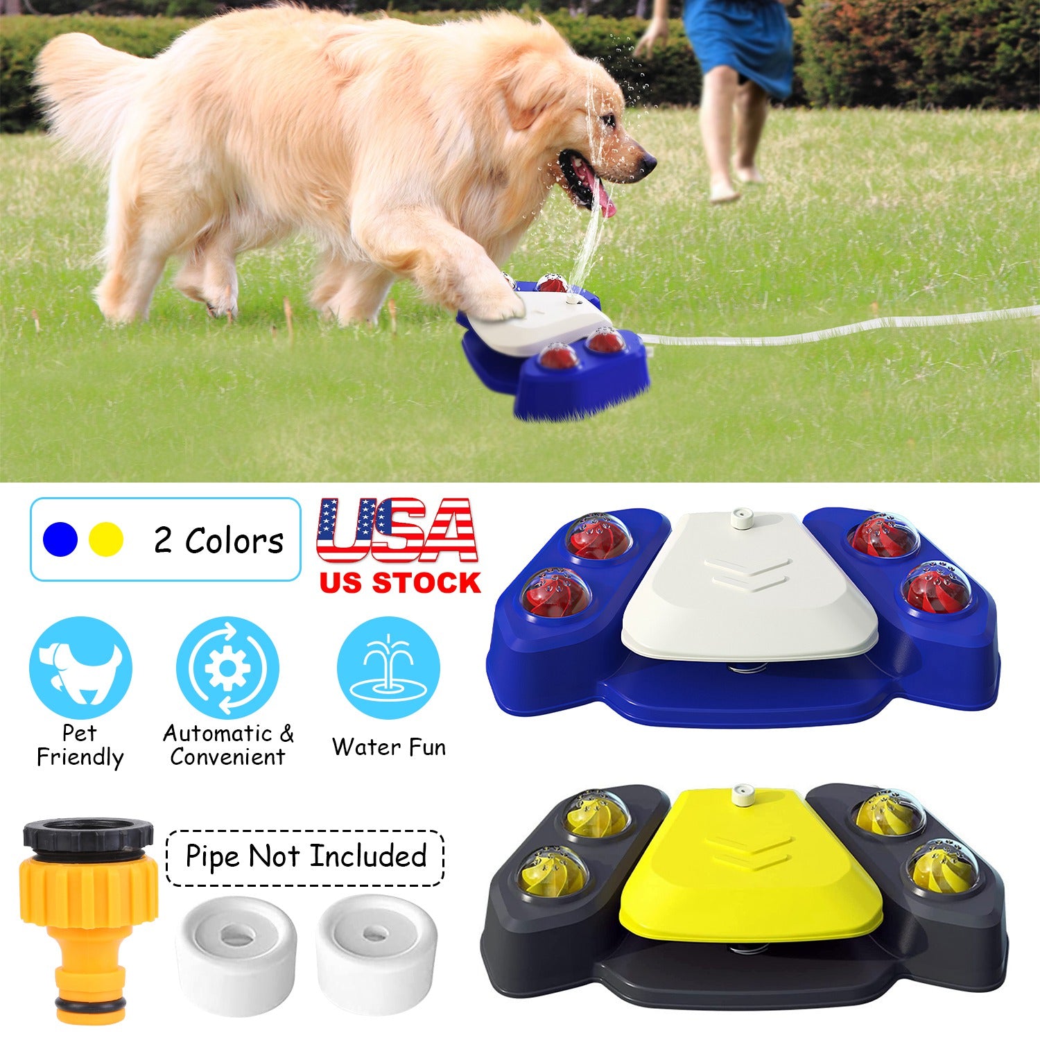 Dog Water Fountain Multifunctional Automatic Pet Water Dispenser Outdoor Step-on Activated Sprinkler for Drinking Shower Fun