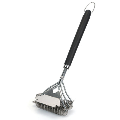 BBQ Grill Cleaning Brush Stainless Steel Barbecue Cleaner Scraper 16.5in Handle Stiff Wire Bristles For Grill Cooking Grates 