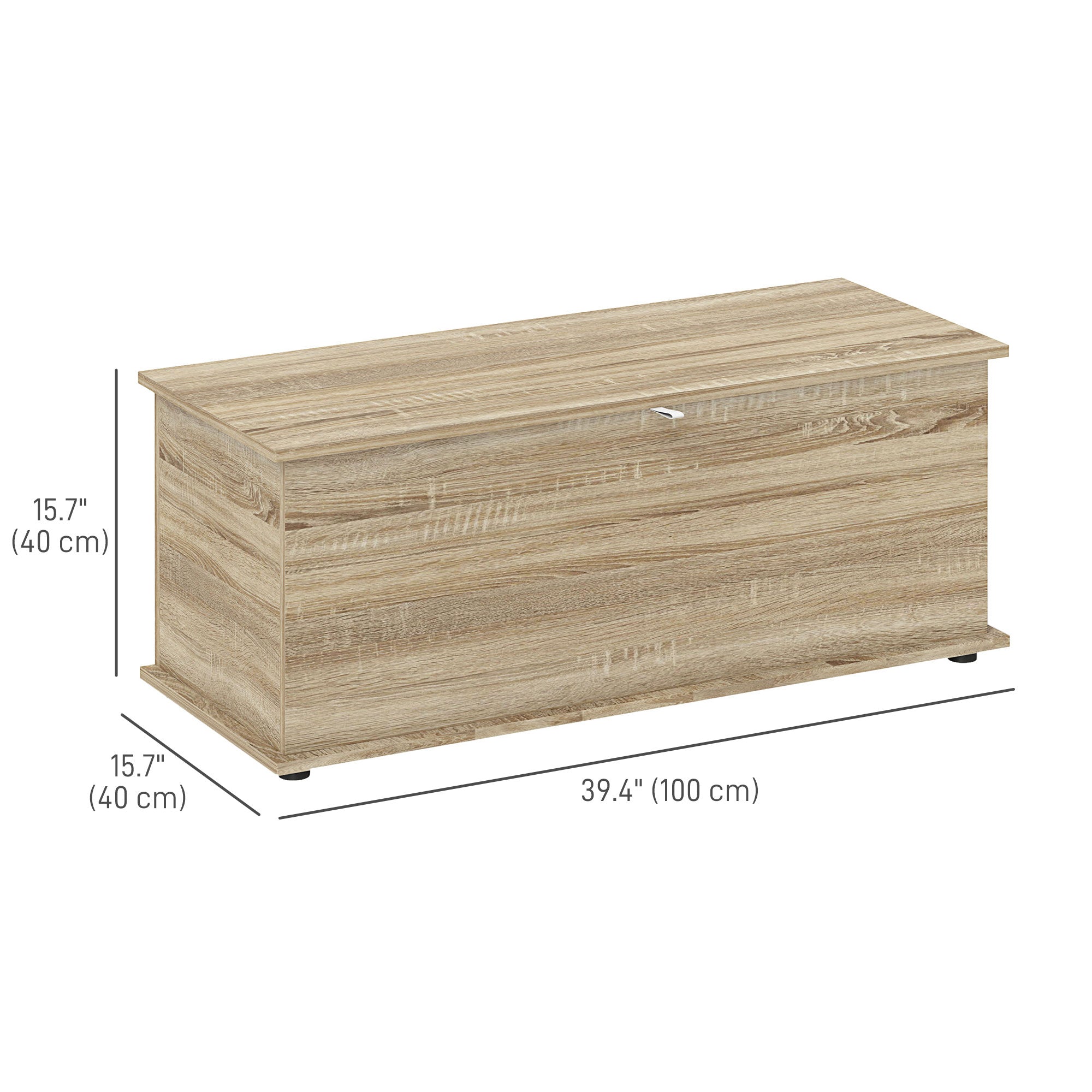 HOMCOM 39.5" Storage Chest with 2 Safety Hinges, Storage Box Organizer with Flip-Top Lid, Entryway Storage Bench, Oak 
