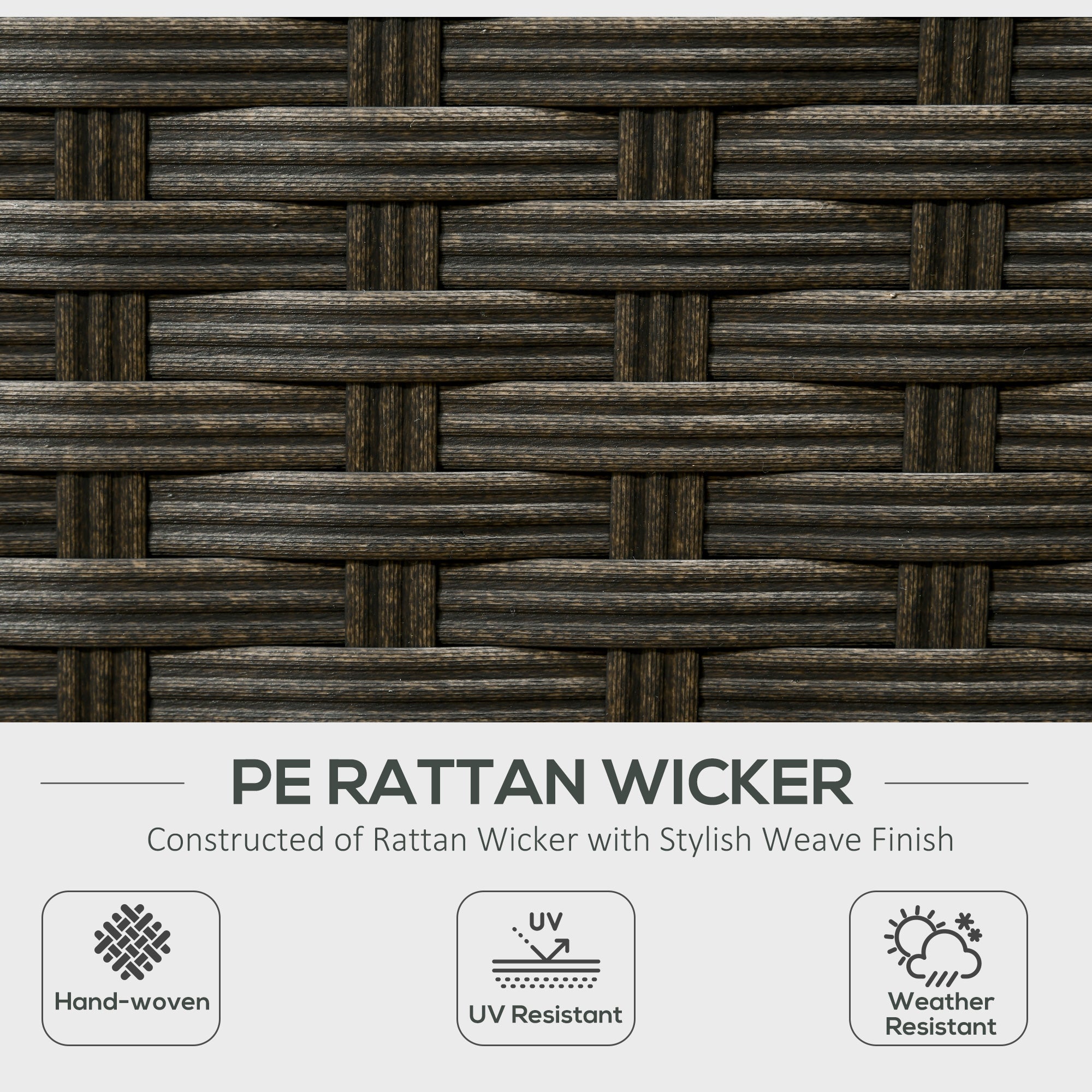 Outsunny 6-Piece Brown Rattan Outdoor Patio Furniture Set, Corner Sofa with Wood-Plastic Coffee Table, Cushions 