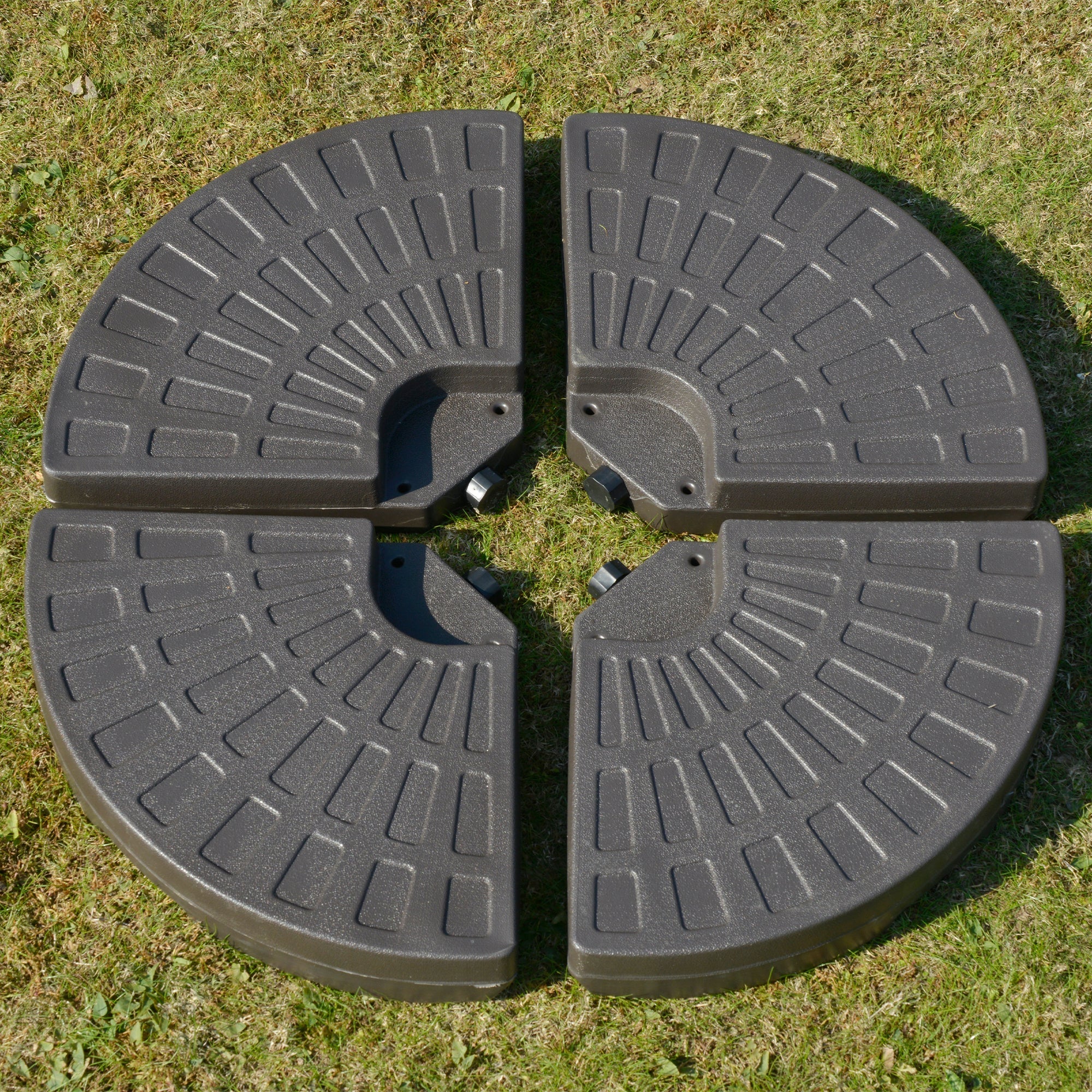 Outsunny Cantilever Umbrella Base: 4-Piece Circular Water/Sand Fillable Stand with Carry Handles 