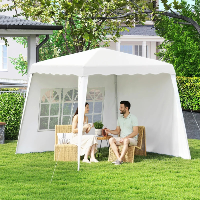 Pop Up Canopy Tent with 2 Sidewalls, UV50+ Tents for Parties, with Carry Bag, Slant Legs, 8 x 8ft Top/9.5 x 9.5ft Base