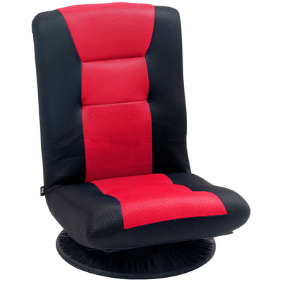 HOMCOM Folding Floor Chair for Adults Teens, 360 Degree Swivel Gaming Chair, 6 Positions Adjustable Lazy Sofa Chair, Red 