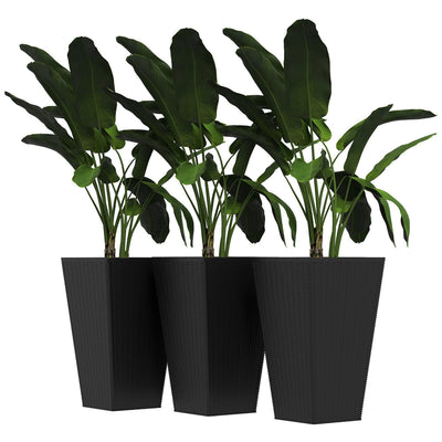 Outsunny Elegant 3-Piece Tall Plant Stand Set for Outdoor & Indoor - Enhance Your Entryway, Patio, Deck in Black 