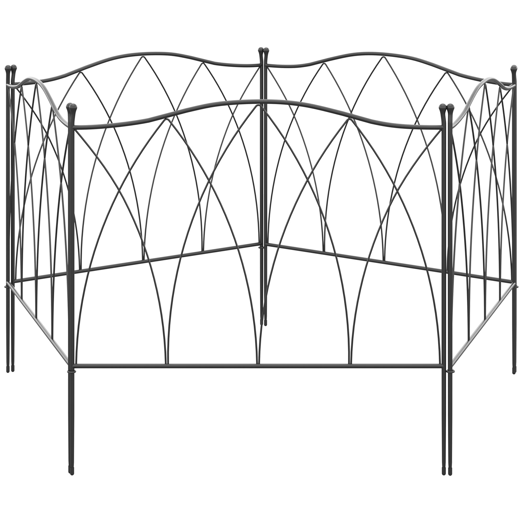 Outsunny 5-Piece 24"x10' Metal Wire Fence: Landscape Flower Bed Edging, Animal Barrier, Black 