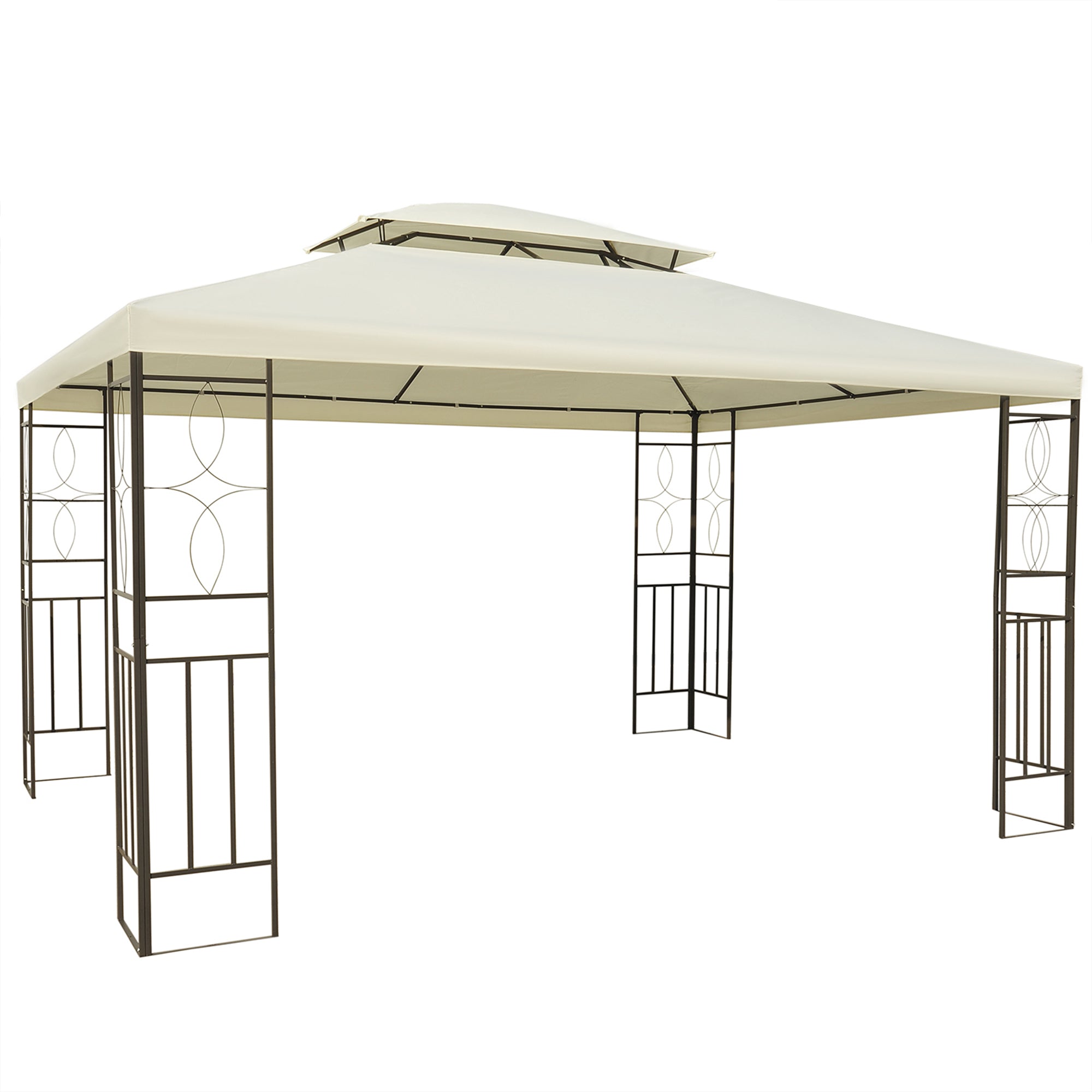Outsunny 10x13ft Steel Gazebo Sun Shelter Patio Outdoor Party Event Canopy Vented Roof Cream White 