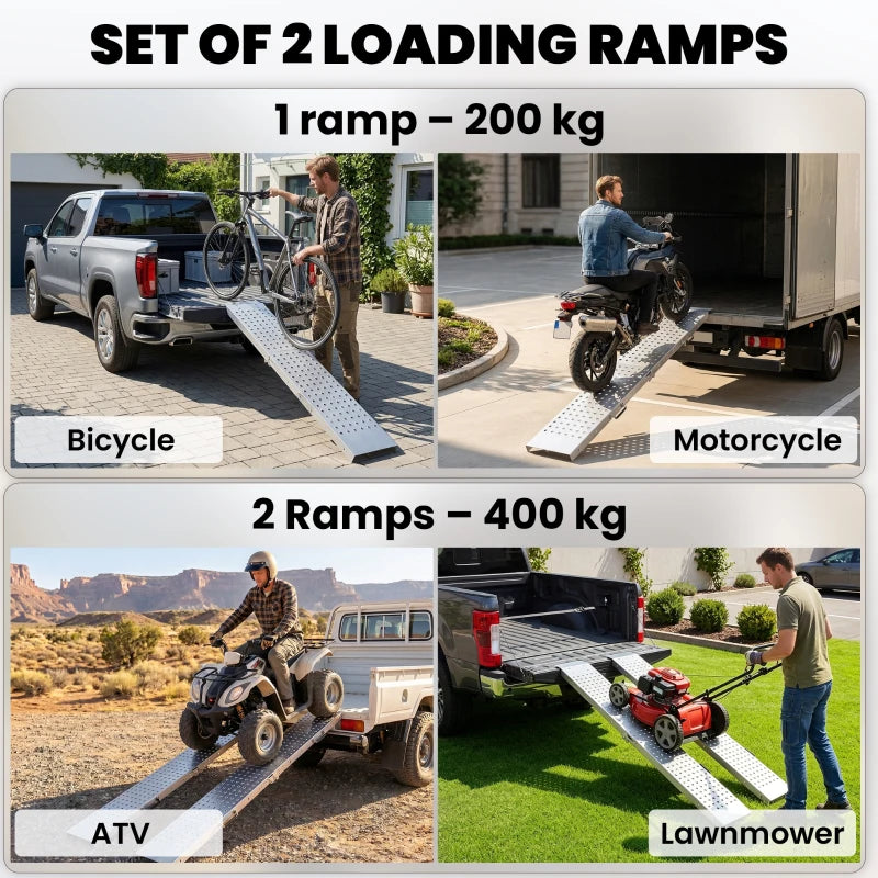 Folding Loading Ramps for Motorcycles, ATVs & Lawn Equipment – 2 Pack, 880 lb Capacity
