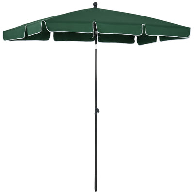Outsunny 6.5x4ft Rectangle Patio Umbrella Aluminum Tilt Adjustable Sun Shade for Garden Outdoor Green 