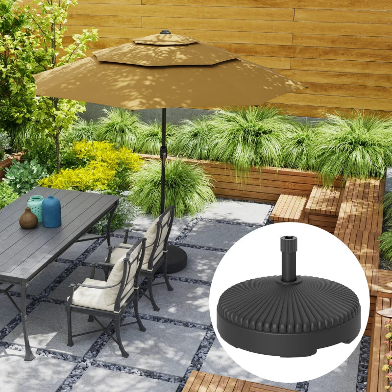 Round Plastic Patio Umbrella Base Parasol Holder Outdoor Umbrella Stand, Filled Up to 62lbs with Sand or 51lbs with Water for Garden, Poolside, Black