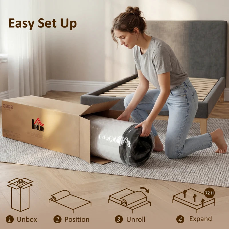 HOMCOM 10" Cooling Memory Foam Mattress in a Box with Pressure Relief & Lumbar Support – Medium Firm