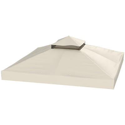 Outsunny 10' x 10' Gazebo Canopy Replacement Cover, 2-Tier Garden Gazebo Roof Replacement, UPF30+, TOP COVER ONLY, Cream White 