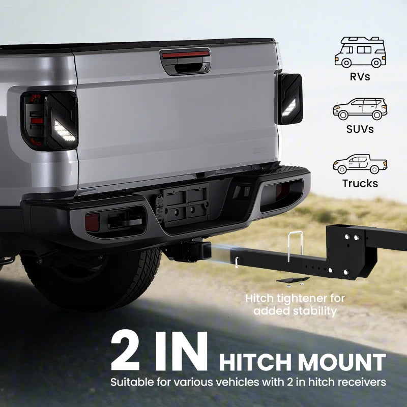 Hitch Bike Rack for Car, 200 lbs 2 Bike Rack with Platform Style, Safety Strap for 2" Receiver, Black