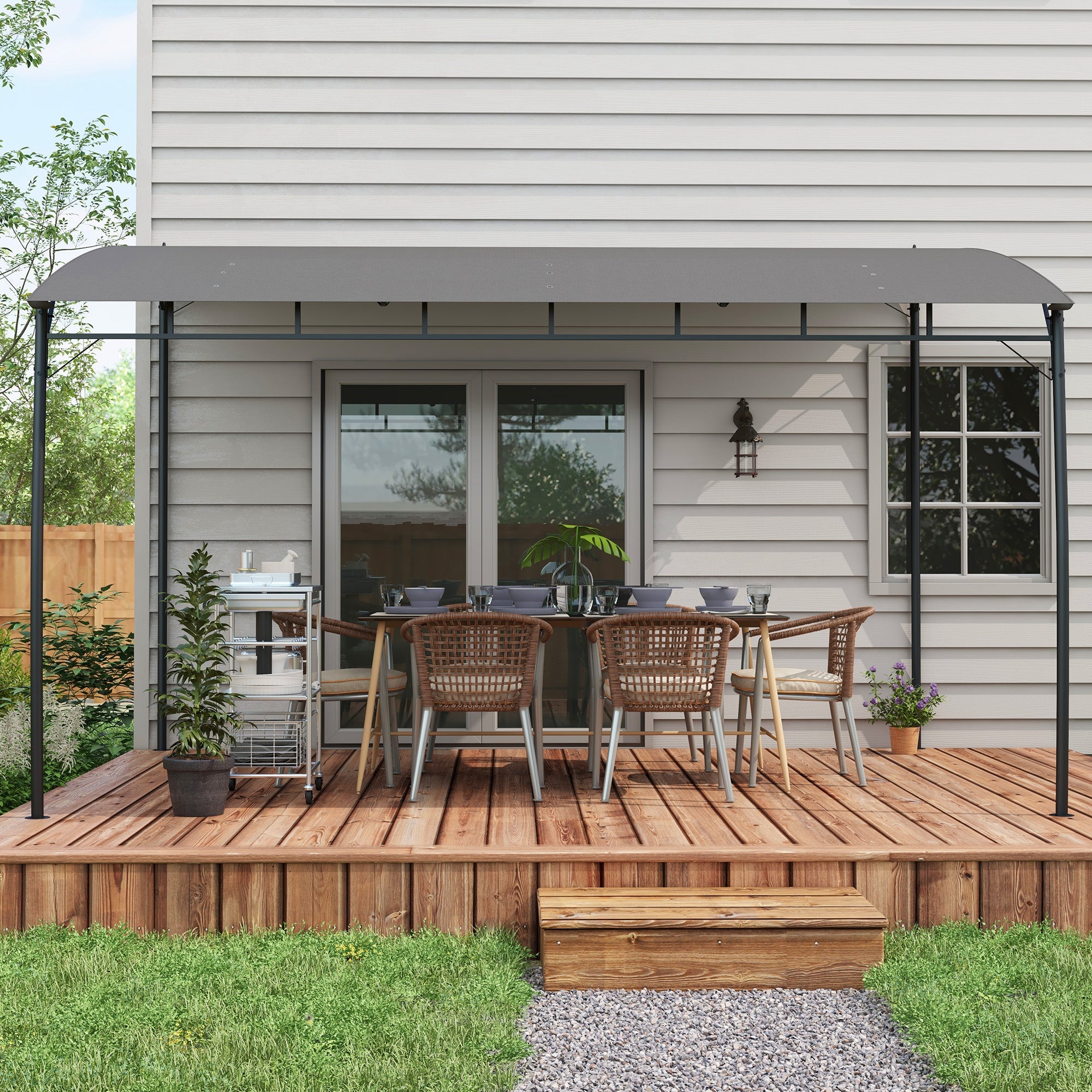 Outsunny 10' x 13' Outdoor Pergola with UV30+ Protection Canopy and Steel Frame for Porch, Patio, Deck, Backyard, Dark Grey 