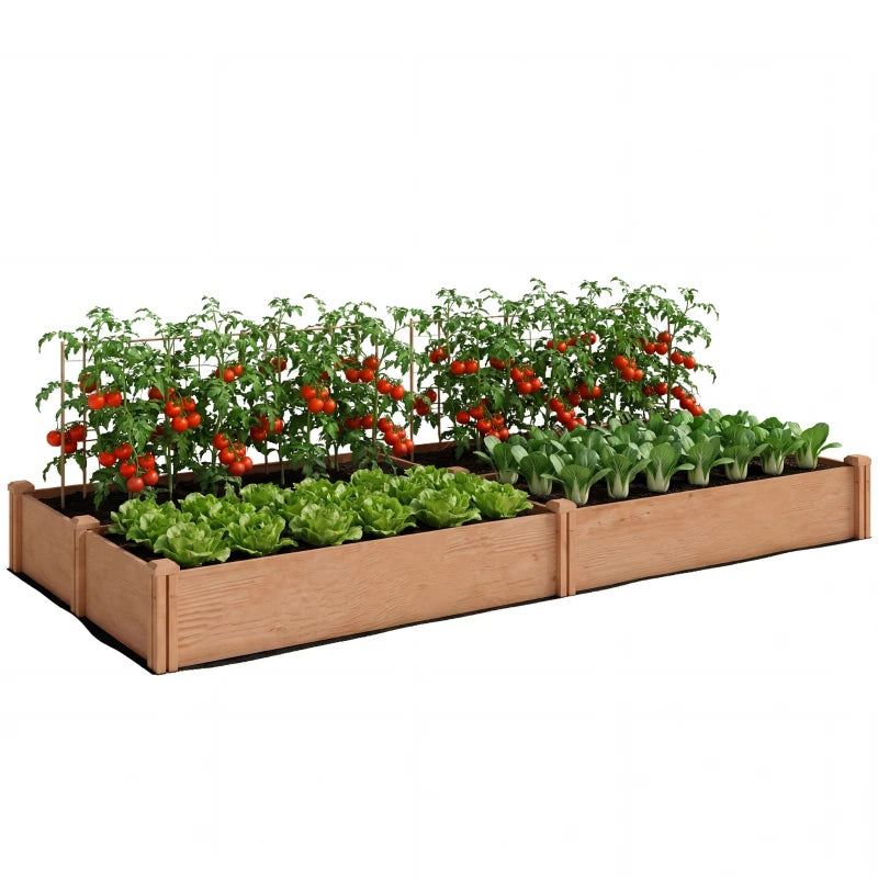Wooden Raised Garden Bed, 8 x 4 x 1ft Elevated Garden Box with Dividers and Open Bottom, Outdoor Raised Planter Box