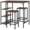 Industrial Dining Table Set for 2, Bar Table and Stools Set, Counter Height Kitchen Table with Chairs with Storage Shelf, Rustic Brown