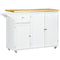 Rolling Kitchen Island with Storage, Utility Kitchen Island Cart with Drawer, Cabinets, Towel Rack and Rubber Wood Top