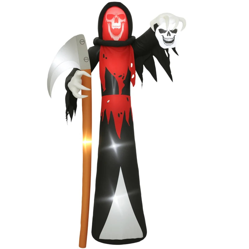 Outsunny 12ft Halloween Inflatable Grim Reaper – LED Lighted Blow-Up Garden Decoration for Indoor & Outdoor 