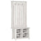 HOMCOM Hall Tree Coat and Shoe Storage Bench with Adjustable Shelves Entryway Organizer, White Finish