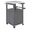 Grill Table with Stainless Steel Top, Pizza Oven Table with Storage Cabinet, Spice Rack, Wheels, Handle, Dark Grey
