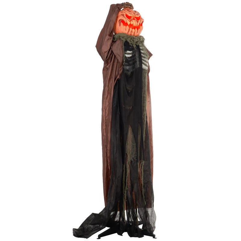 HOMCOM 6.4' Life-Size Winged Grim Reaper – Animated Halloween Decoration, Light-Up Eyes 