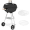 Outsunny Steel Portable Charcoal BBQ Grill Outdoor Camp Cooker with Lid Vents Wheels Storage Shelf Black