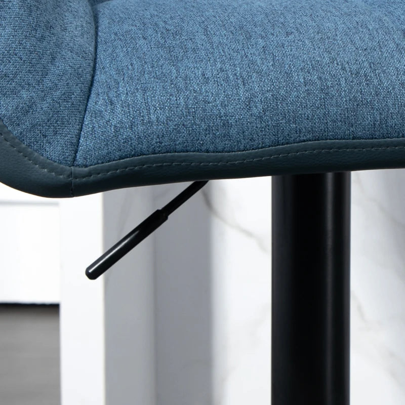 Swivel Barstools Set of 2 Adjustable Bar Stools with Footrest Armrests and PU Leather Back for Dining Room Dark Blue